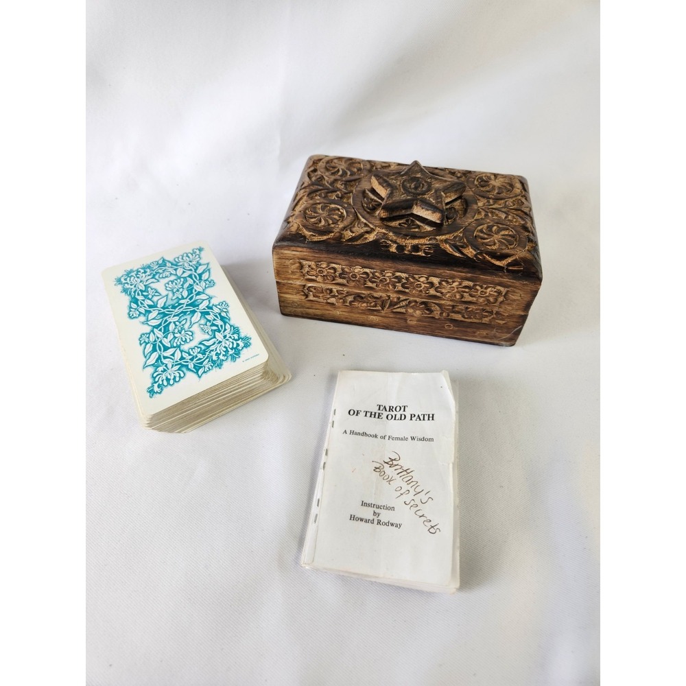 Vtg Tarot of the Old Path 78 Card Deck & Wooden Box Book Tarot Gainsford Rodway